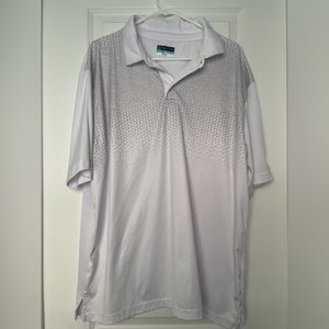 PGA Tour Airflux Mens Polo Large 2XL Short Sleeve White Grey Golf Shirt